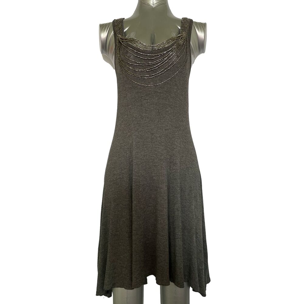 Vibe Racerback Scoop Neck Beaded Neckline Jersey A Line Mini Tank Dress Size S